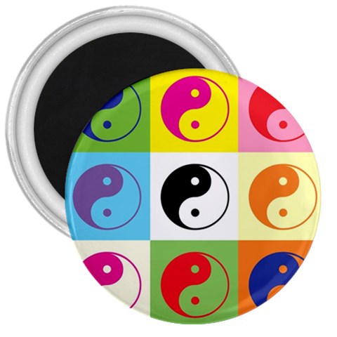Ying Yang   3  Button Magnet from ZippyPress Front