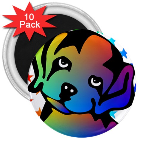 Dog 3  Button Magnet (10 pack) from ZippyPress Front