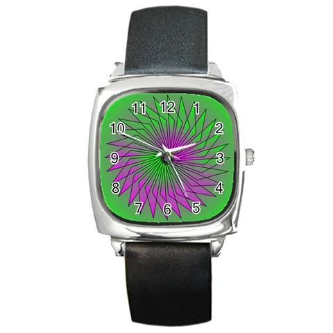 Pattern Square Leather Watch from ZippyPress Front