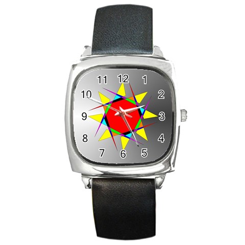 Star Square Leather Watch from ZippyPress Front