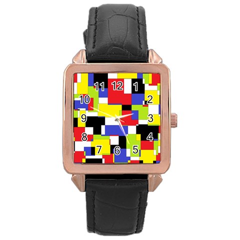 Mod Geometric Rose Gold Leather Watch  from ZippyPress Front