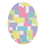 Mod Pastel Geometric Oval Ornament (Two Sides)