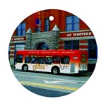 Double Decker Bus   Ave Hurley   Round Ornament