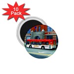 Double Decker Bus   Ave Hurley   1.75  Button Magnet (10 pack)