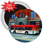 Double Decker Bus   Ave Hurley   3  Button Magnet (100 pack)