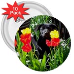 Black GSD Pup 3  Button (10 pack)