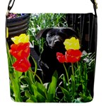 Black GSD Pup Flap Closure Messenger Bag (Small)