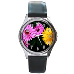 gerbera flowers photo Round Metal Watch