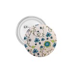 Whimsical Flowers Blue 1.75  Button