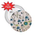 Whimsical Flowers Blue 2.25  Button (10 pack)