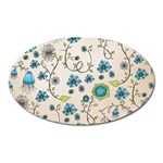 Whimsical Flowers Blue Magnet (Oval)