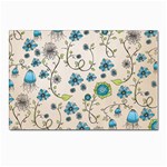 Whimsical Flowers Blue Postcards 5  x 7  (10 Pack)