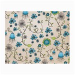 Whimsical Flowers Blue Glasses Cloth (Small)
