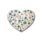Whimsical Flowers Blue Drink Coasters (Heart)