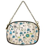 Whimsical Flowers Blue Chain Purse (One Side)