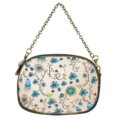 Whimsical Flowers Blue Chain Purse (Two Sided)  from ZippyPress Front