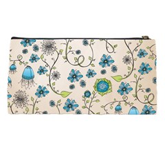 Whimsical Flowers Blue Pencil Case from ZippyPress Back