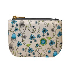 Whimsical Flowers Blue Coin Change Purse from ZippyPress Front
