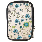 Whimsical Flowers Blue Compact Camera Leather Case
