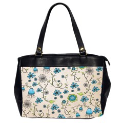 Whimsical Flowers Blue Oversize Office Handbag (Two Sides) from ZippyPress Front