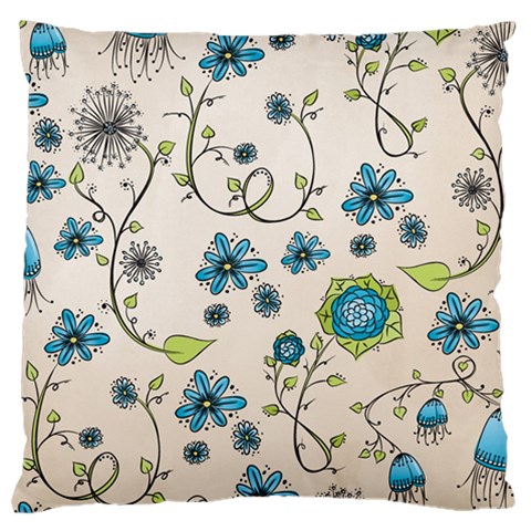 Whimsical Flowers Blue Large Cushion Case (Two Sided)  from ZippyPress Front