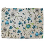 Whimsical Flowers Blue Cosmetic Bag (XXL)