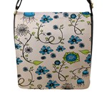 Whimsical Flowers Blue Flap Closure Messenger Bag (Large)