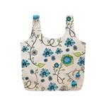 Whimsical Flowers Blue Reusable Bag (S)