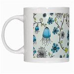 Blue Whimsical Flowers  on blue White Coffee Mug