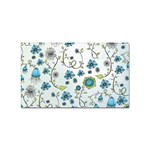 Blue Whimsical Flowers  on blue Sticker 100 Pack (Rectangle)