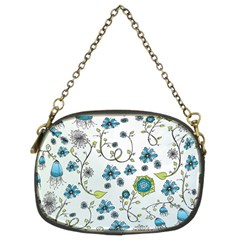 Blue Whimsical Flowers  on blue Chain Purse (Two Sided)  from ZippyPress Back