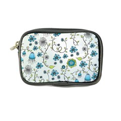 Blue Whimsical Flowers  on blue Coin Purse from ZippyPress Front