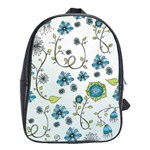 Blue Whimsical Flowers  on blue School Bag (Large)