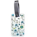Blue Whimsical Flowers  on blue Luggage Tag (Two Sides)
