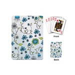 Blue Whimsical Flowers  on blue Playing Cards (Mini)