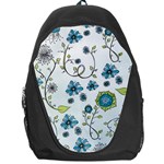 Blue Whimsical Flowers  on blue Backpack Bag