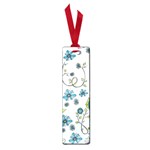 Blue Whimsical Flowers  on blue Small Bookmark