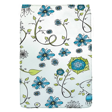 Blue Whimsical Flowers  on blue Removable Flap Cover (Small) from ZippyPress Front