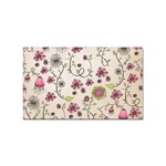 Pink Whimsical flowers on beige Sticker (Rectangle)