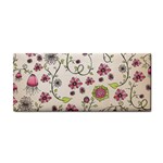 Pink Whimsical flowers on beige Hand Towel