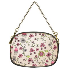 Pink Whimsical flowers on beige Chain Purse (Two Sided)  from ZippyPress Back