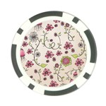 Pink Whimsical flowers on beige Poker Chip (10 Pack)