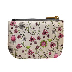 Pink Whimsical flowers on beige Coin Change Purse from ZippyPress Back