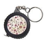 Pink Whimsical flowers on beige Measuring Tape