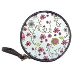 Pink whimsical flowers on blue CD Wallet