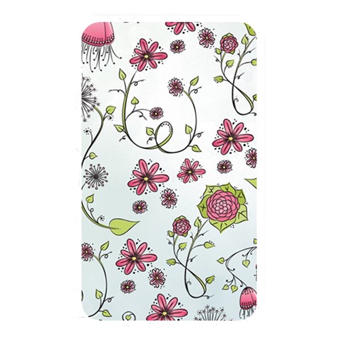 Pink whimsical flowers on blue Memory Card Reader (Rectangular) from ZippyPress Front