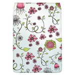 Pink whimsical flowers on blue Removable Flap Cover (Large)