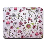Pink whimsical flowers on pink Small Mouse Pad (Rectangle)