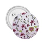 Pink whimsical flowers on pink 2.25  Button