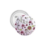 Pink whimsical flowers on pink 1.75  Button